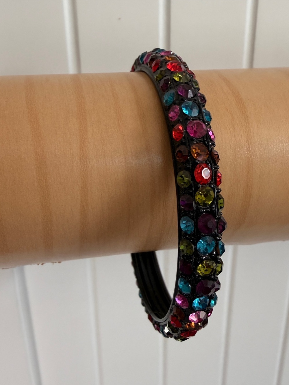 Multicolor Crystal-Embellished Bangle Bracelet
